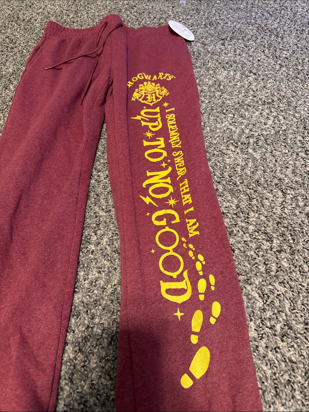 Harry Potter Maroon Joggers with Yellow Graphic